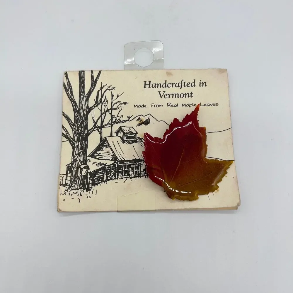 NWT Vermont Maple Leaf Brooch Handmade Unique Autumn Fall Jewelry Accessories